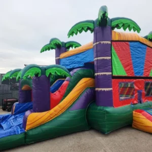 tropical island bounce house and slide combo