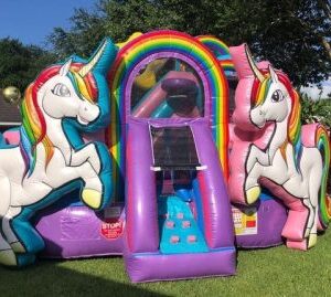 unicorn bounce house and slide combo